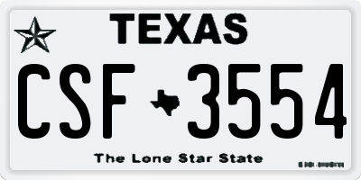 TX license plate CSF3554