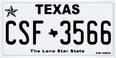 TX license plate CSF3566