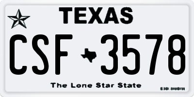 TX license plate CSF3578