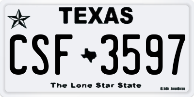 TX license plate CSF3597