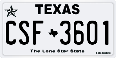 TX license plate CSF3601