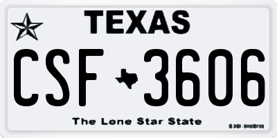 TX license plate CSF3606