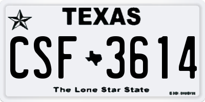 TX license plate CSF3614