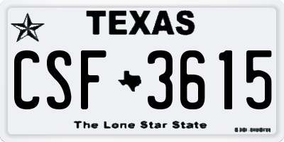 TX license plate CSF3615