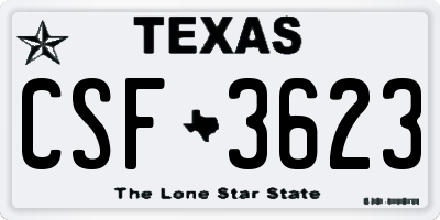 TX license plate CSF3623