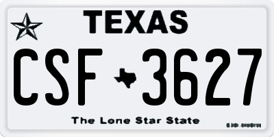 TX license plate CSF3627