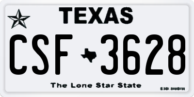 TX license plate CSF3628