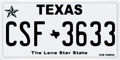 TX license plate CSF3633