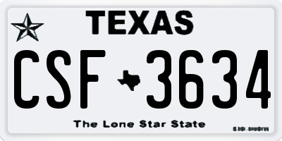 TX license plate CSF3634