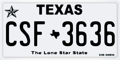TX license plate CSF3636