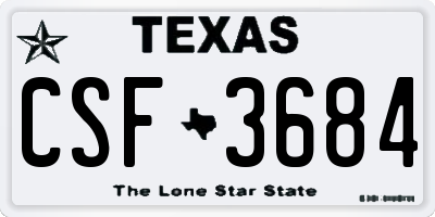 TX license plate CSF3684
