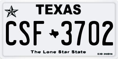 TX license plate CSF3702