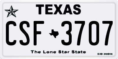 TX license plate CSF3707