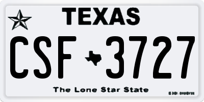 TX license plate CSF3727