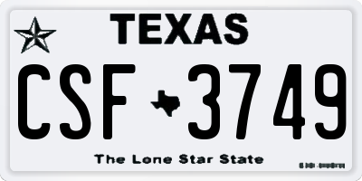 TX license plate CSF3749