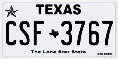TX license plate CSF3767