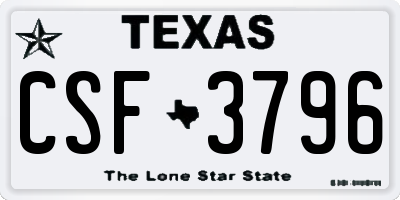 TX license plate CSF3796