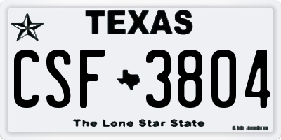 TX license plate CSF3804