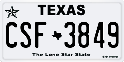 TX license plate CSF3849