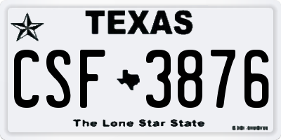 TX license plate CSF3876