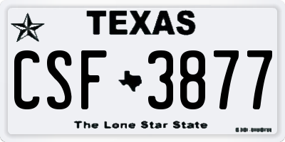 TX license plate CSF3877