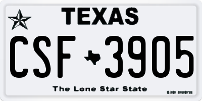 TX license plate CSF3905