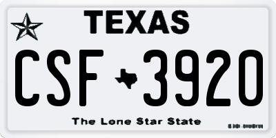 TX license plate CSF3920