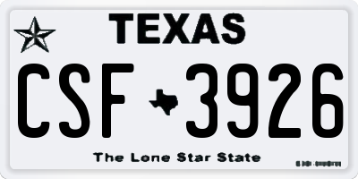 TX license plate CSF3926