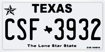 TX license plate CSF3932