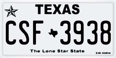 TX license plate CSF3938