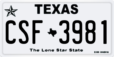 TX license plate CSF3981