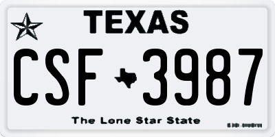 TX license plate CSF3987