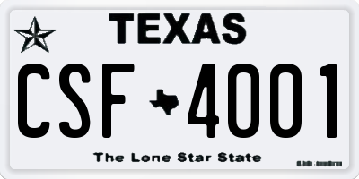 TX license plate CSF4001