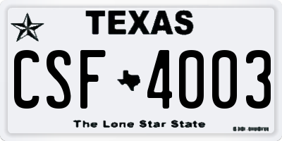 TX license plate CSF4003