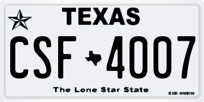 TX license plate CSF4007