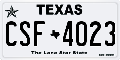 TX license plate CSF4023