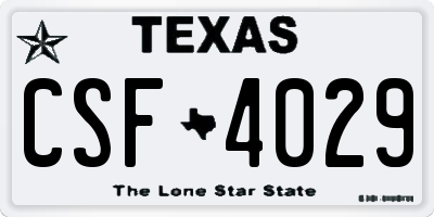 TX license plate CSF4029