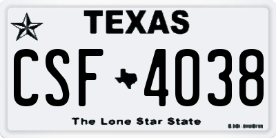TX license plate CSF4038