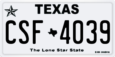 TX license plate CSF4039