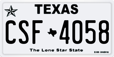 TX license plate CSF4058