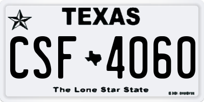 TX license plate CSF4060