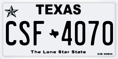 TX license plate CSF4070