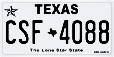 TX license plate CSF4088