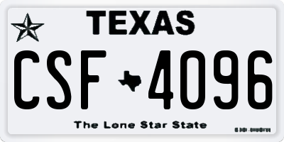 TX license plate CSF4096