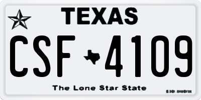 TX license plate CSF4109