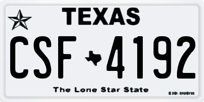 TX license plate CSF4192