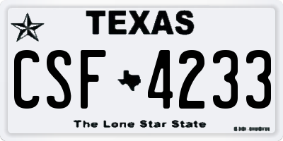 TX license plate CSF4233