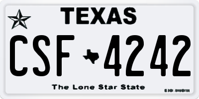 TX license plate CSF4242