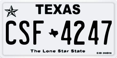 TX license plate CSF4247