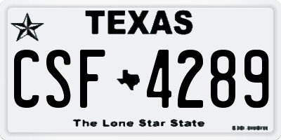 TX license plate CSF4289